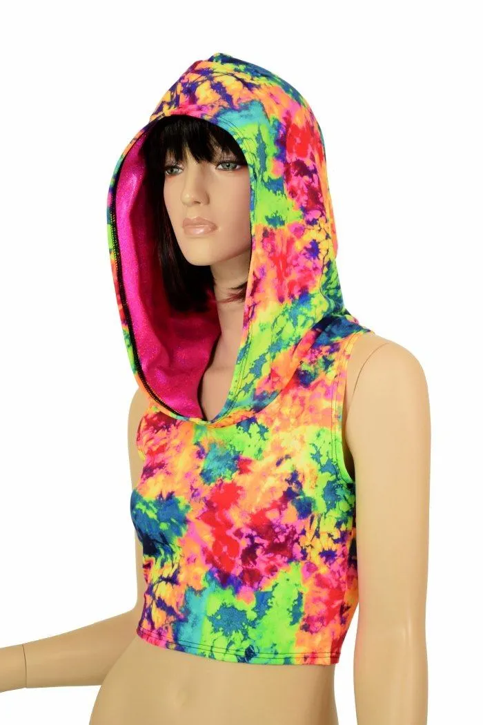 Acid Splash Racerback Crop Hoodie