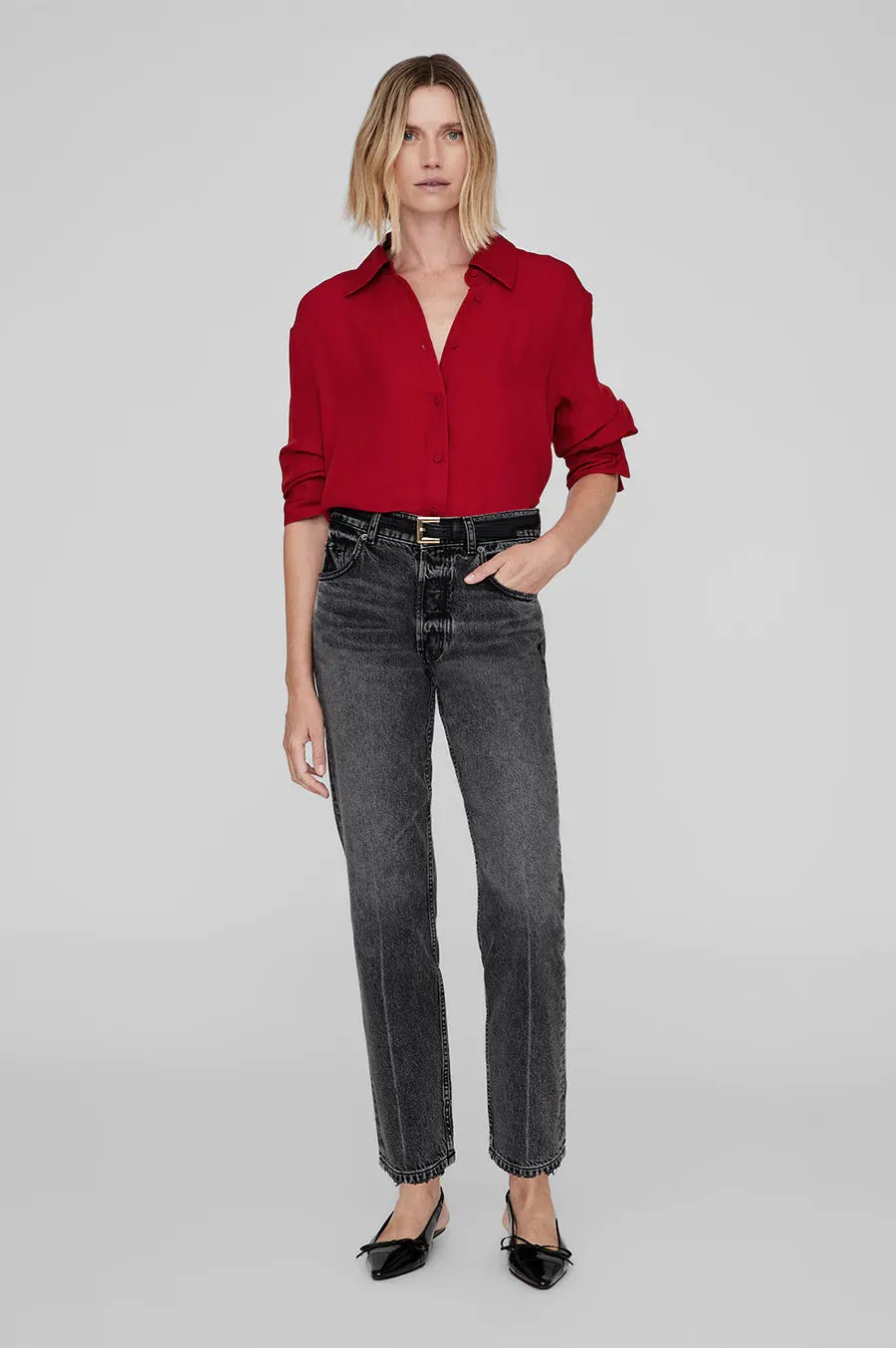 Anine Bing Bridget Shirt in Scarlet Red