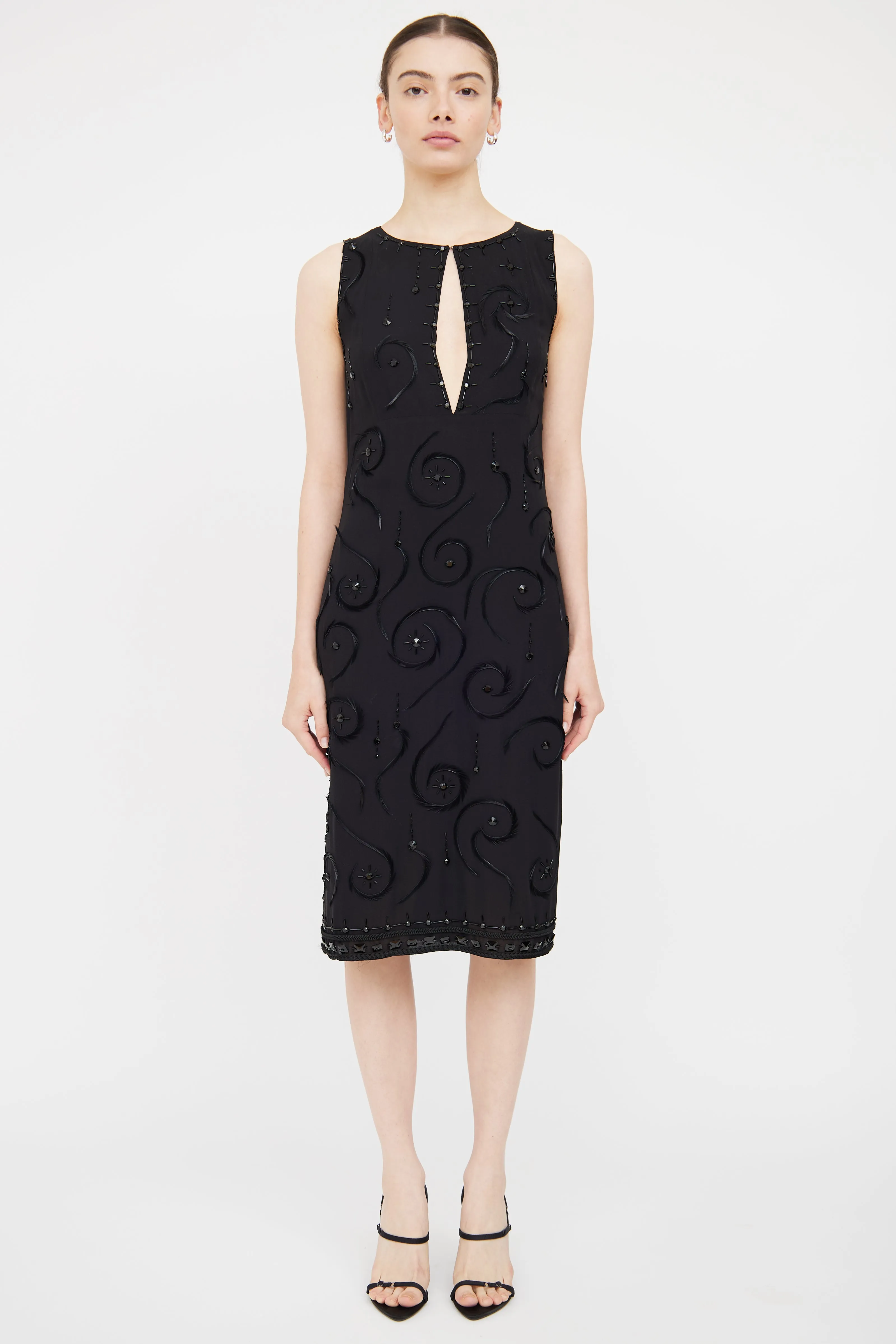 Black Bead & Feather Dress