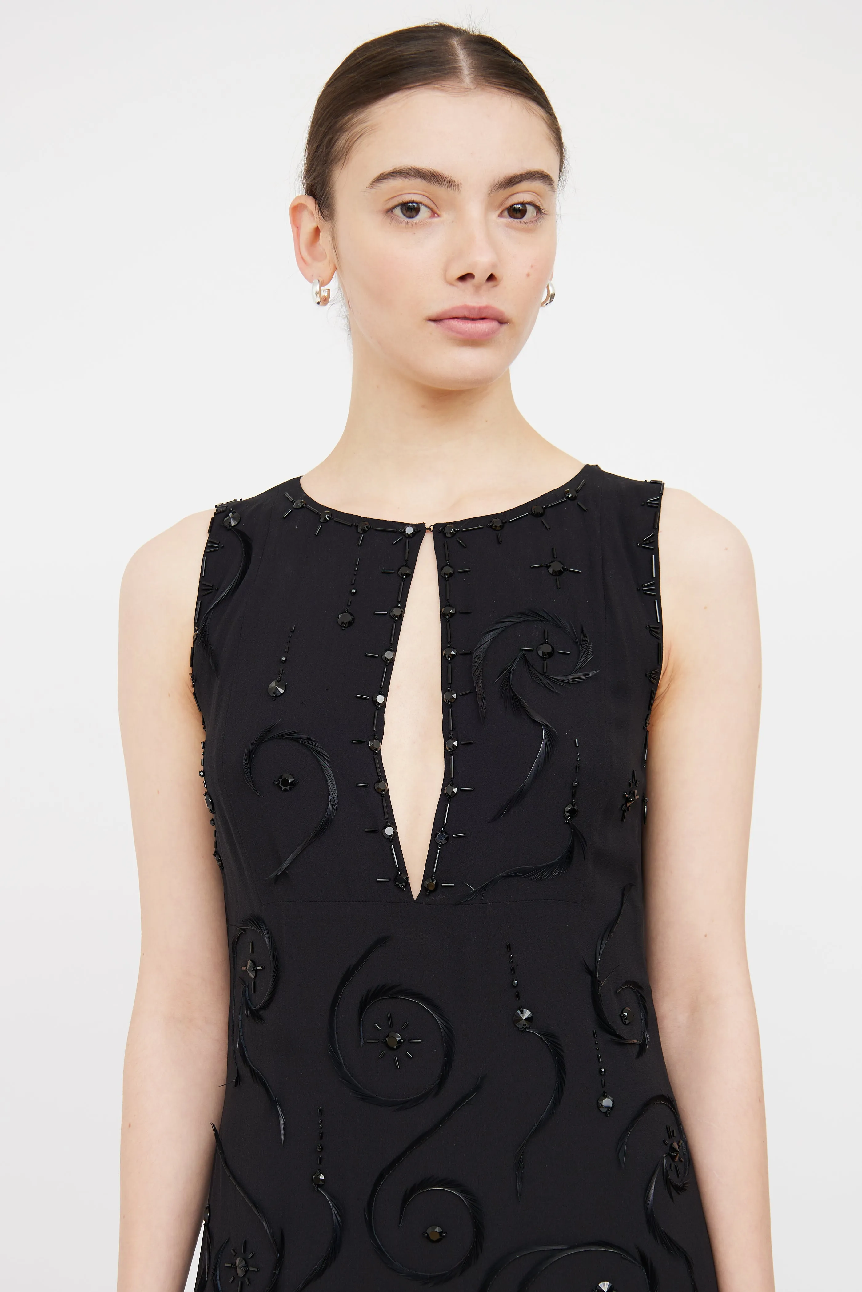 Black Bead & Feather Dress