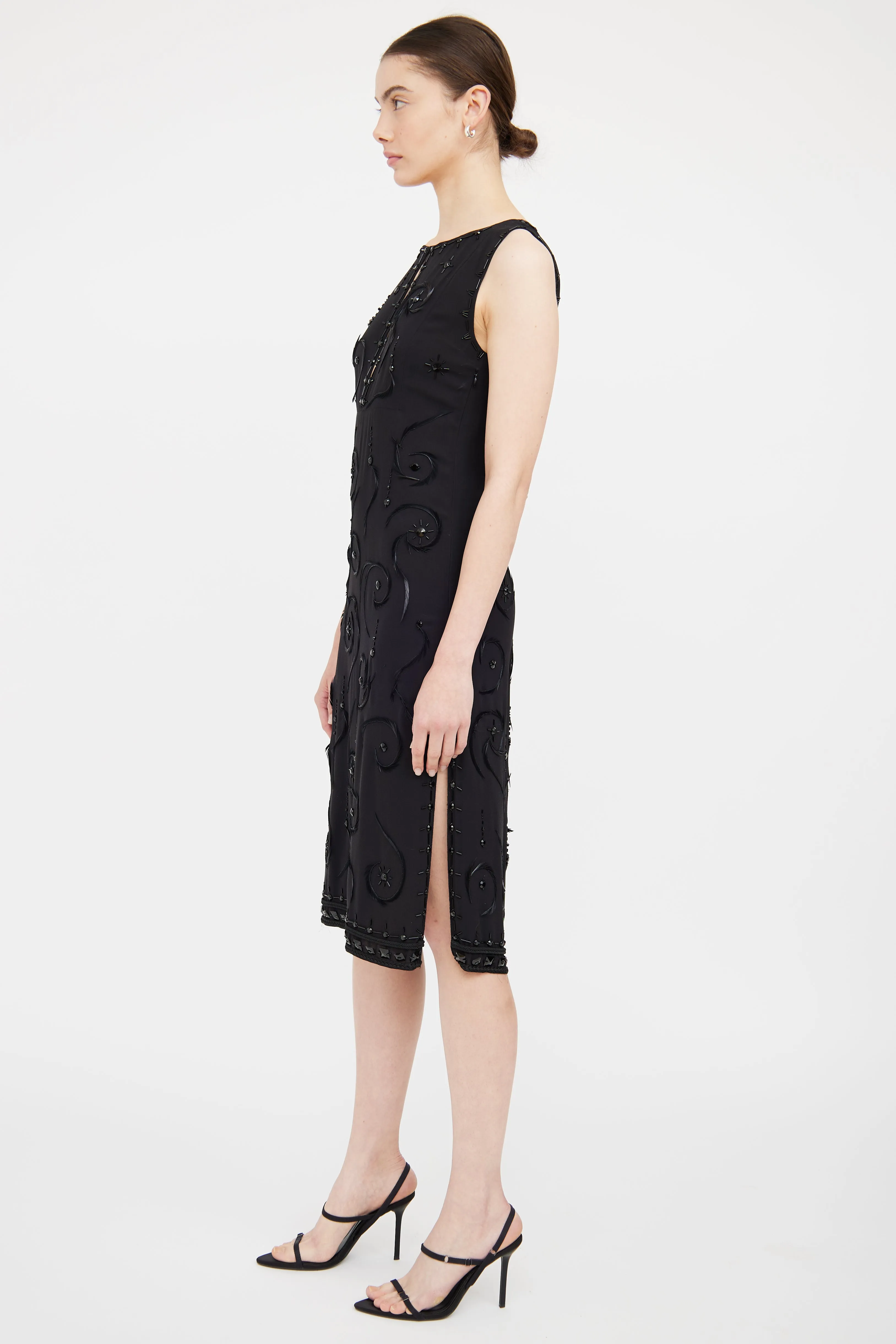 Black Bead & Feather Dress