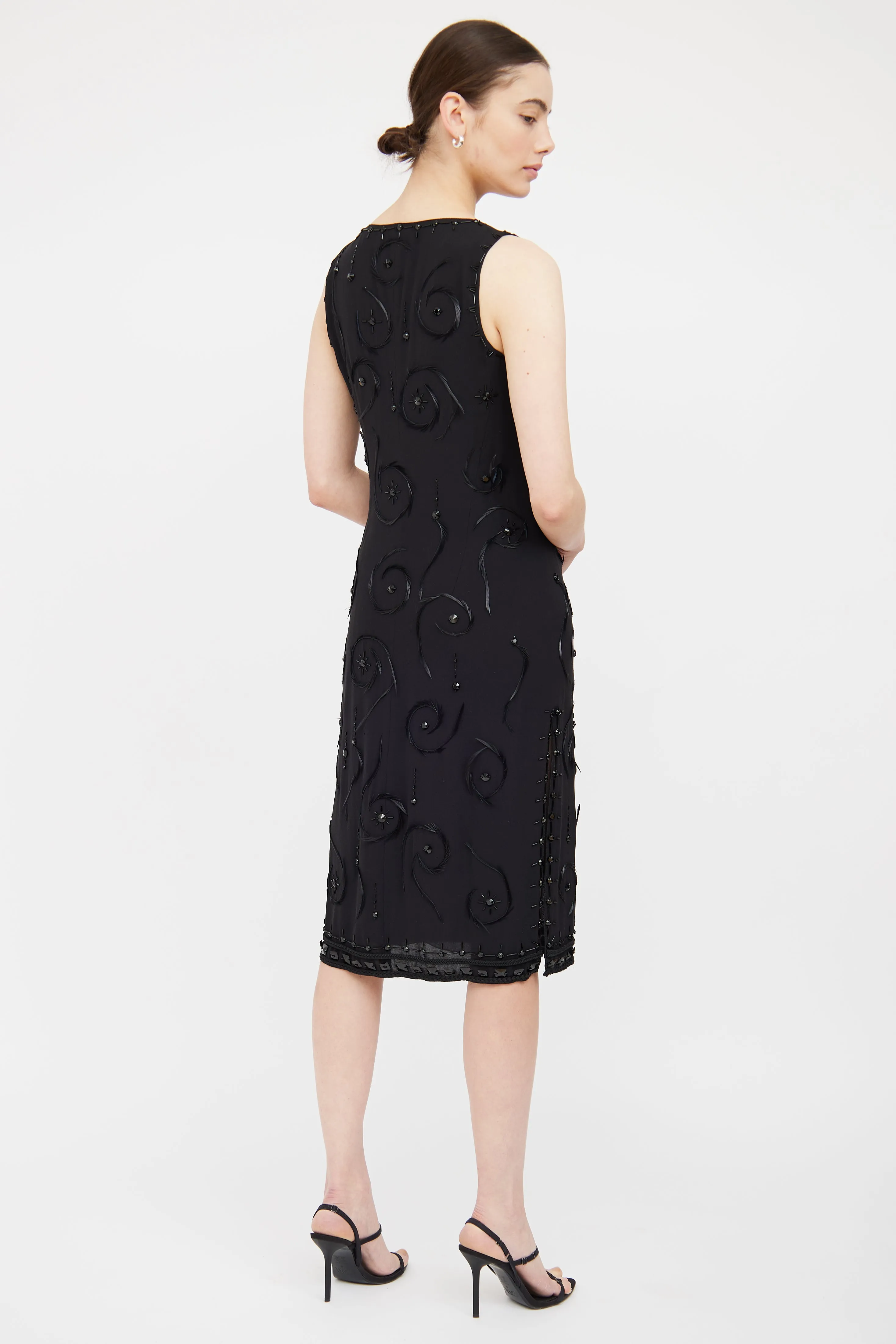 Black Bead & Feather Dress