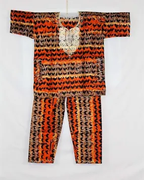 Boys Atade Pant Set - Orange & Brown