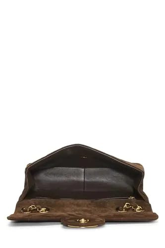 Chanel,  Brown Quilted Suede Half Flap Jumbo, Brown