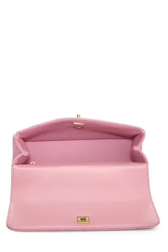 Chanel,  Pink Quilted Lambskin Top Handle Rectangular Flap Small, Pink