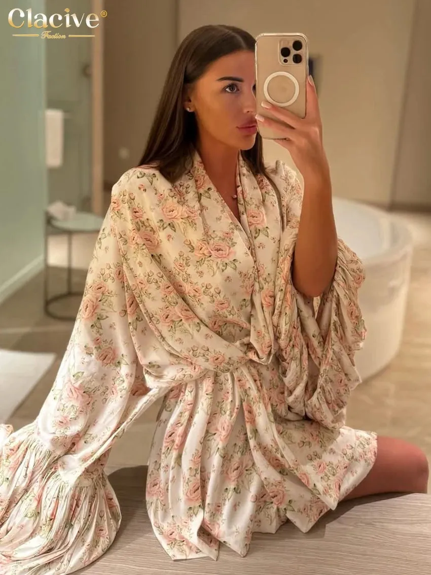 Clacive Fashion Loose Print Women's Dress