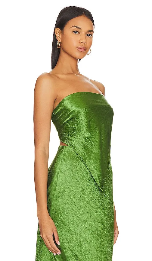 Enza Costa Satin Scarf Top in Green