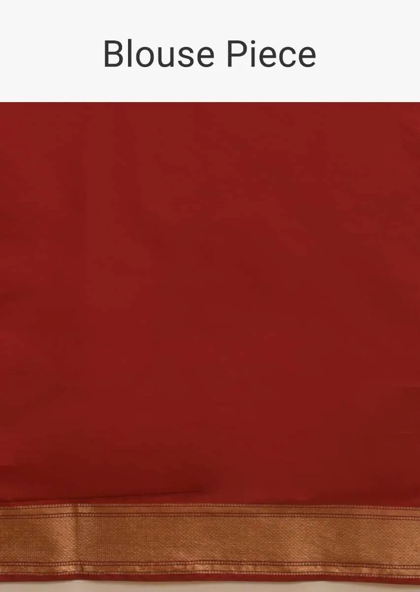 Honey Yellow Banarasi Saree In Silk With Brocade Woven Floral Jaal And Maroon Brocade Border Along With Unstitched Blouse Online - Kalki Fashion
