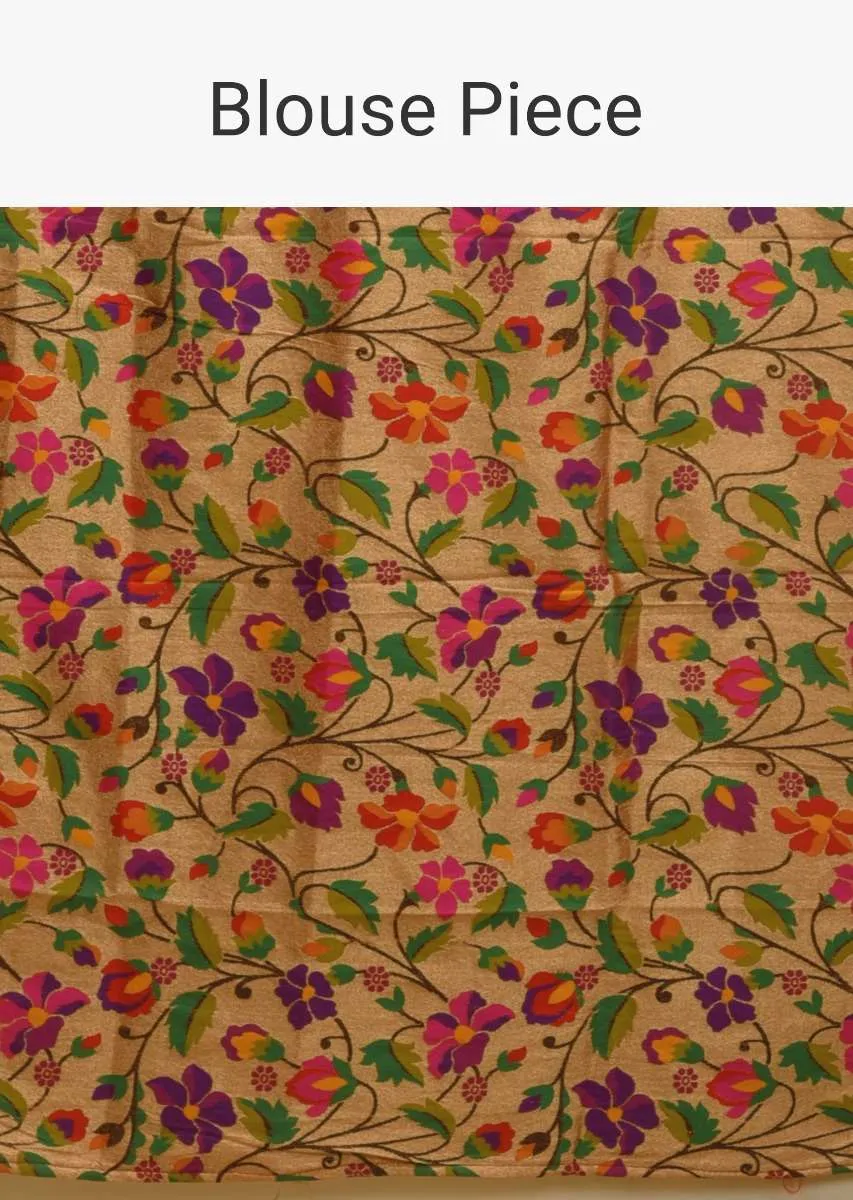 Honey Yellow Banarasi Saree In Silk With Brocade Woven Floral Jaal And Maroon Brocade Border Along With Unstitched Blouse Online - Kalki Fashion