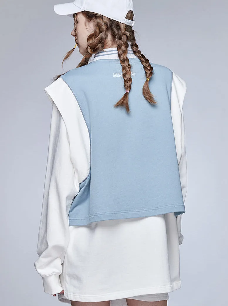 Sporty Vest Knit Blue-White