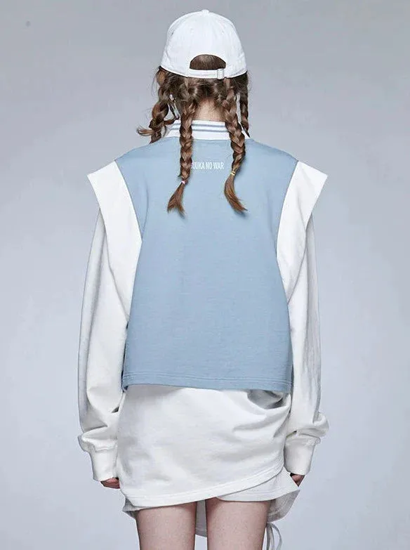 Sporty Vest Knit Blue-White