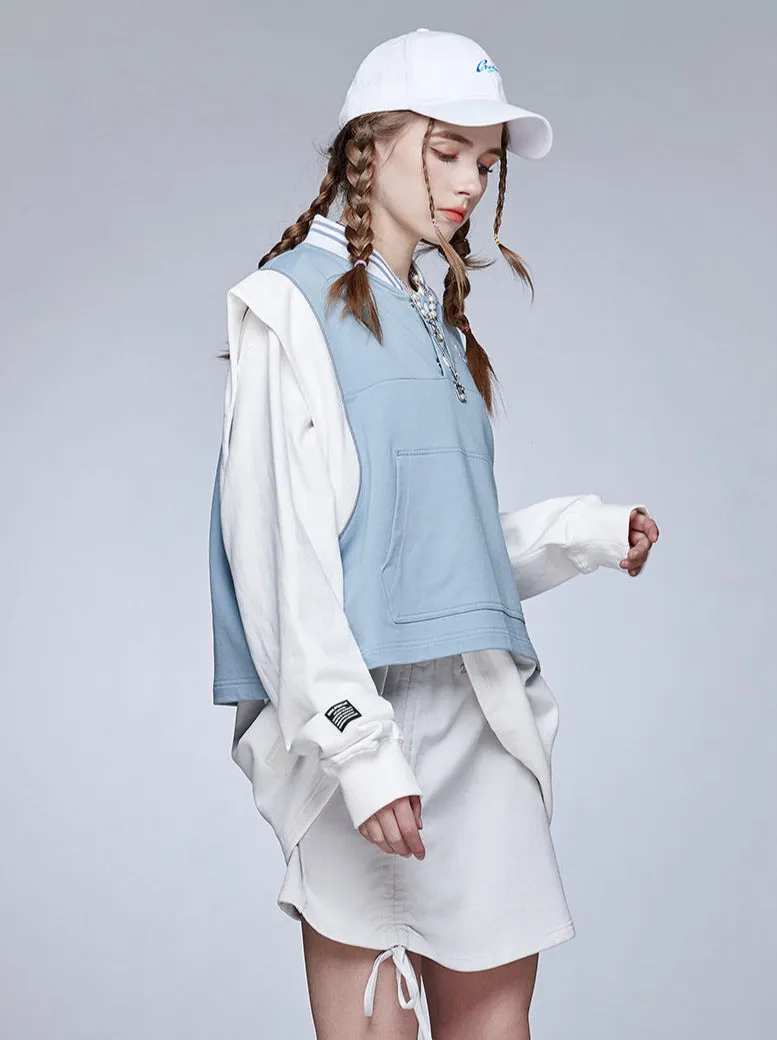 Sporty Vest Knit Blue-White