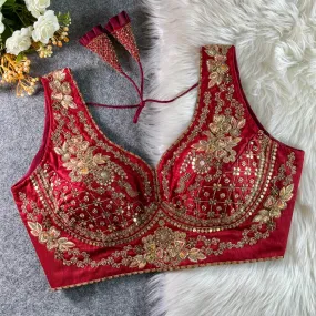 Wedding Designer Sabyasachi Style Heavy Handwork Sequence & Codding Thread Work Bridal Look Readymade Blouse